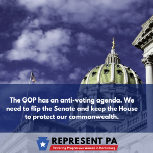 The GOP has an anti-voting agenda. We need to flip the Senate and keep the House to protect our commonwealth. Read more at our blog link in our bio.